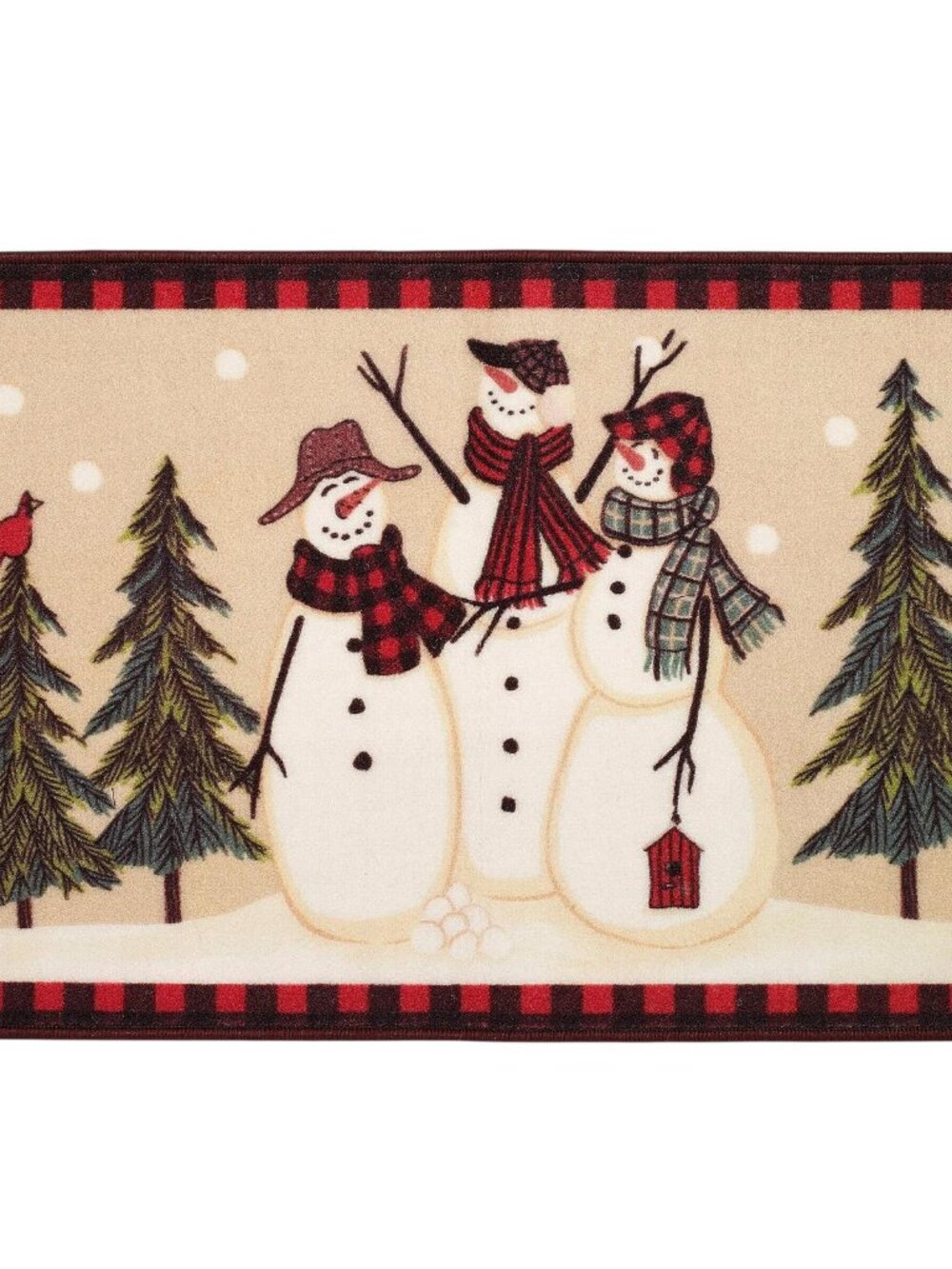 NWT Avanti Gathering Bath Mat Christmas Holiday Rug Red Black Multi 20 x 30
